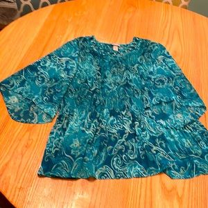 Catherines Plus Size Flowing Sheer Teal and Aqua Tunic
